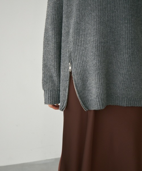 メランジ・フロントジッパープルオーバー（ニット/セーター）｜Lutim
