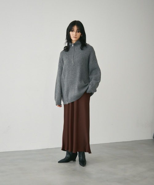 takabatake7112フロントジッパー自動車柄 ニット（XL) メランジ・フロントジッパープルオーバー（ニット/セーター）｜Lutim