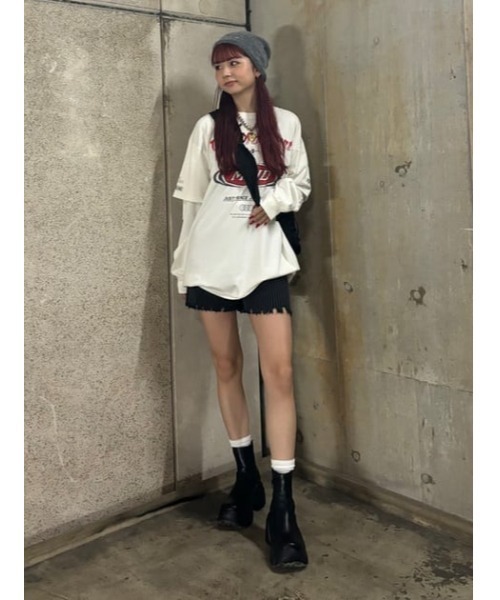 SLY（スライ）の「LOGO SHAGGY BEANIE ロゴ シャギー ビーニー（ニットキャップ/ビーニー・レディース・杢グレー/ブラック・FREE）」の18枚目の写真