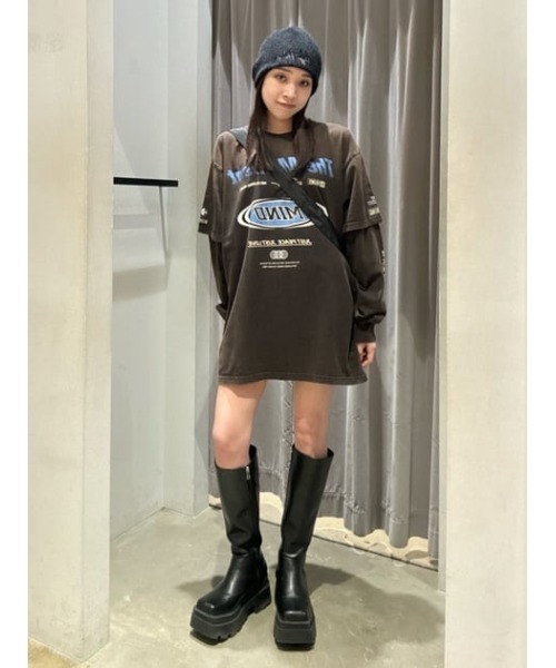 SLY（スライ）の「LOGO SHAGGY BEANIE ロゴ シャギー ビーニー（ニットキャップ/ビーニー・レディース・杢グレー/ブラック・FREE）」の17枚目の写真