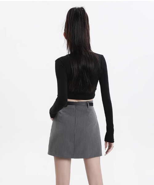 WEGO（ウィゴー）の「WEGO/韓国インナーパンツ、ベルト付きミニタイトスカート（スカート・レディース・グレー/ブラック・MEDIUM/LARGE）」の5枚目の写真