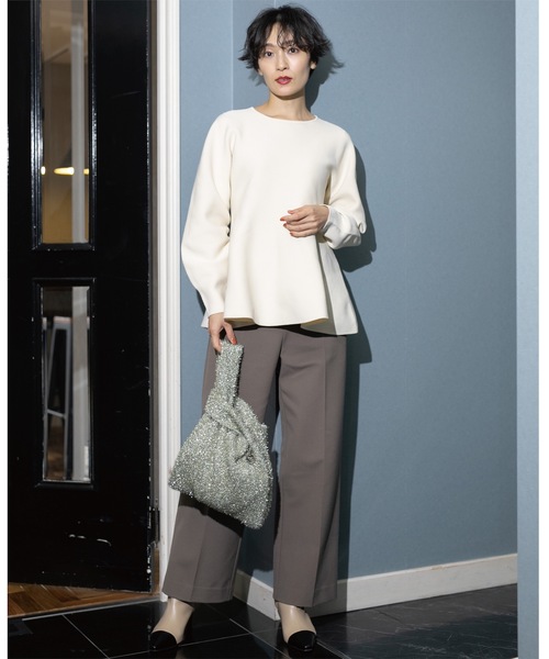 OPAQUE.CLIP(オペークドットクリップ)の「◆《5color》シームレスペプラムニット【洗濯機洗い可】(ニット/セーター・レディース・レッド系1/ブルー系その他7/オフホワイト/ネイビー/ブラック・42/38/40)」の21枚目の写真