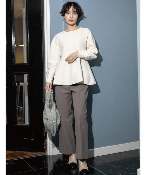 OPAQUE.CLIP(オペークドットクリップ)の「◆《5color》シームレスペプラムニット【洗濯機洗い可】(ニット/セーター・レディース・レッド系1/ブルー系その他7/オフホワイト/ネイビー/ブラック・42/38/40)」の22枚目の写真