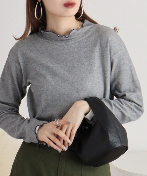 tシャツ EMAGO ロゴ刺繍ハイネックロングスリーブ レディース EMAGO ﾛｺﾞ刺繍ﾊｲﾈｯｸﾛﾝｸﾞｽﾘｰﾌﾞ（Tシャツ/カットソー）｜Emago