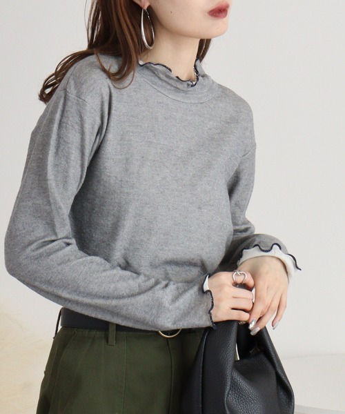 Emago(イマゴ)の「EMAGO ロゴ刺繍ハイネックロングスリーブ(Tシャツ/カットソー・レディース・グレー/杢グレー/ブラウン・FREE)」の11枚目の写真