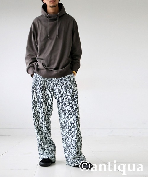 雲青海波柄タックストレートパンツ（その他パンツ）｜antiqua（アンティカ）