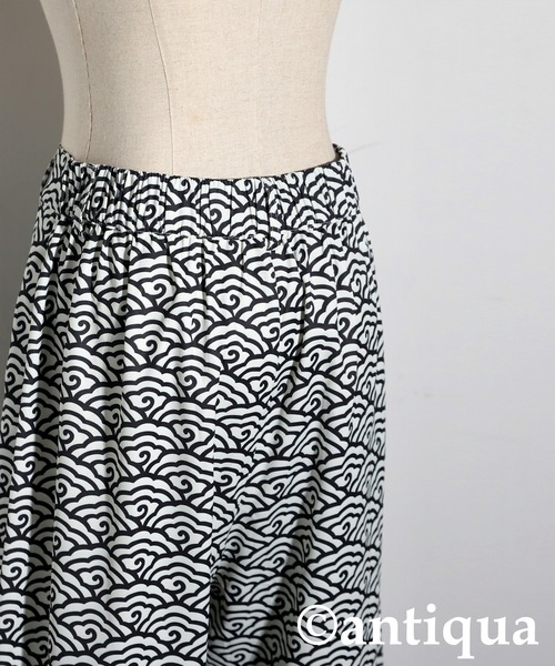 雲青海波柄タックストレートパンツ（その他パンツ）｜antiqua（アンティカ）