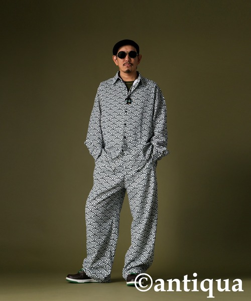 雲青海波柄タックストレートパンツ（その他パンツ）｜antiqua（アンティカ）