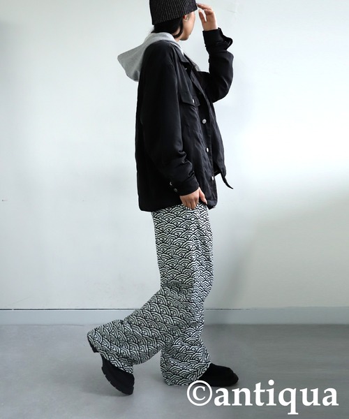 雲青海波柄タックストレートパンツ（その他パンツ）｜antiqua