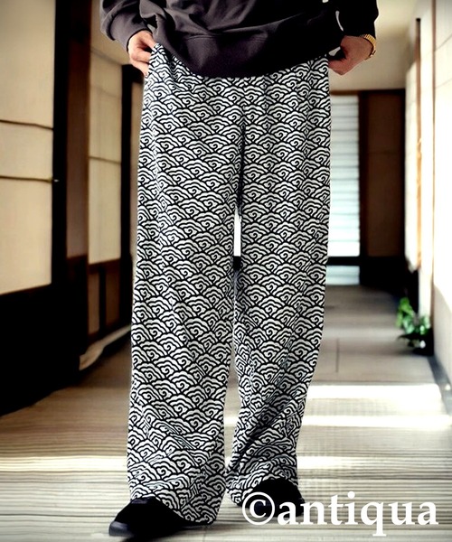 雲青海波柄タックストレートパンツ（その他パンツ）｜antiqua（アンティカ）