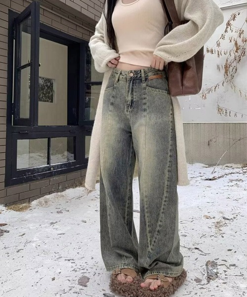 Miniministore（ミニミニストア）の「ヴィンテージ風ワイドデニムパンツ美脚（デニムパンツ・レディース・ブルー・M/XL/S/L）」の6枚目の写真