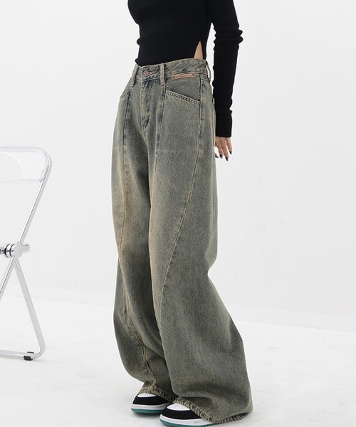 Miniministore（ミニミニストア）の「ヴィンテージ風ワイドデニムパンツ美脚（デニムパンツ・レディース・ブルー・M/XL/S/L）」の13枚目の写真