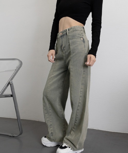 Miniministore（ミニミニストア）の「ヴィンテージ風ワイドデニムパンツ美脚（デニムパンツ・レディース・ブルー・M/XL/S/L）」の19枚目の写真