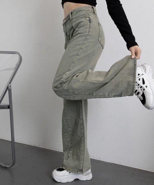 Miniministore（ミニミニストア）の「ヴィンテージ風ワイドデニムパンツ美脚（デニムパンツ・レディース・ブルー・M/XL/S/L）」の20枚目の写真