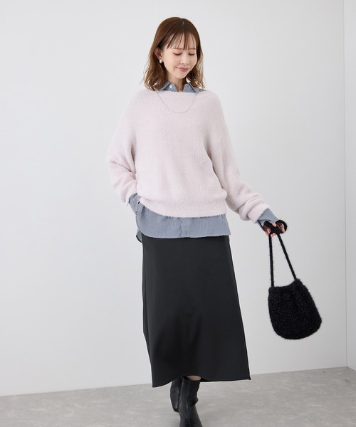 セール】【3サイズ展開】裏起毛ボンディングジョーゼットアイライン