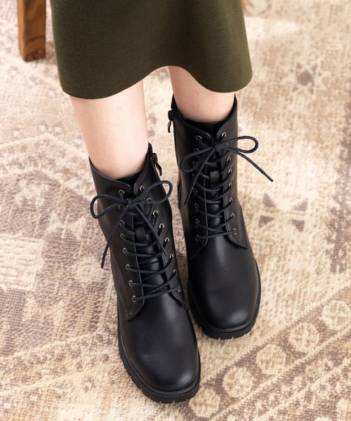 【セール】レースアップボリュームソールショートブーツ(215-40150)JELLY BEANS(ジェリービーンズ)（ブーツ）｜JELLY BEANS（ジェリービーンズ）