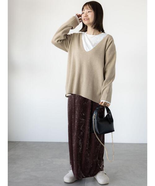 Lugnoncure（ルノンキュール）の「【抗菌防臭】柄アソートロングTシャツ（Tシャツ/カットソー・レディース・チャコールグレー/レッド/ベージュ・F）」の20枚目の写真