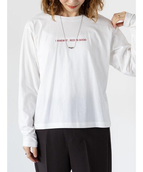 Lugnoncure（ルノンキュール）の「【抗菌防臭】柄アソートロングTシャツ（Tシャツ/カットソー・レディース・チャコールグレー/レッド/ベージュ・F）」の4枚目の写真