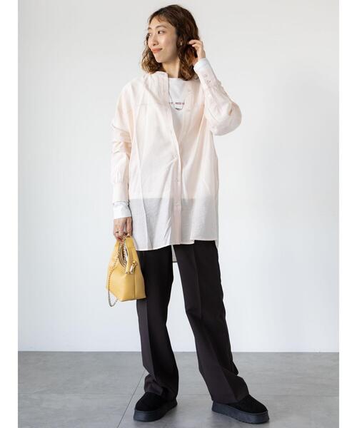 Lugnoncure（ルノンキュール）の「【抗菌防臭】柄アソートロングTシャツ（Tシャツ/カットソー・レディース・チャコールグレー/レッド/ベージュ・F）」の5枚目の写真