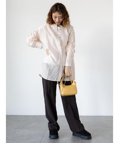 Lugnoncure（ルノンキュール）の「【抗菌防臭】柄アソートロングTシャツ（Tシャツ/カットソー・レディース・チャコールグレー/レッド/ベージュ・F）」の6枚目の写真