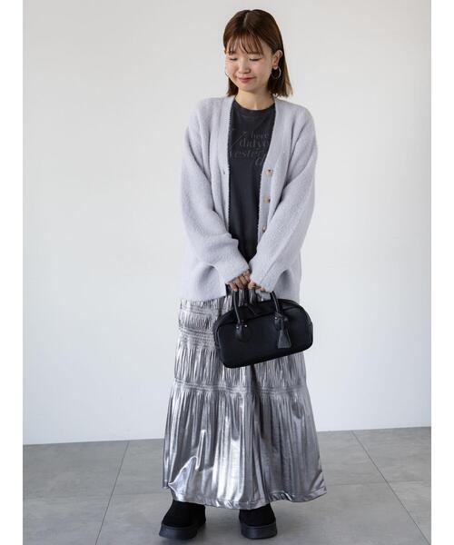 Lugnoncure（ルノンキュール）の「【抗菌防臭】柄アソートロングTシャツ（Tシャツ/カットソー・レディース・チャコールグレー/レッド/ベージュ・F）」の9枚目の写真