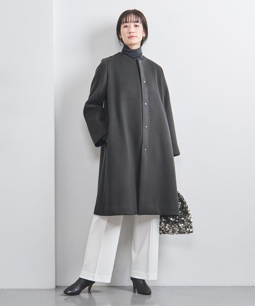 UNITED ARROWS（ユナイテッドアローズ）の「Aライン ミドル コート（ノーカラーコート・レディース・ブラック/ダークグレー/ベージュ・36/38/34）」の6枚目の写真