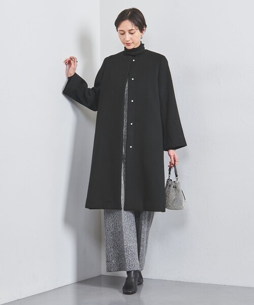 UNITED ARROWS（ユナイテッドアローズ）の「Aライン ミドル コート（ノーカラーコート・レディース・ブラック/ダークグレー/ベージュ・36/38/34）」の7枚目の写真