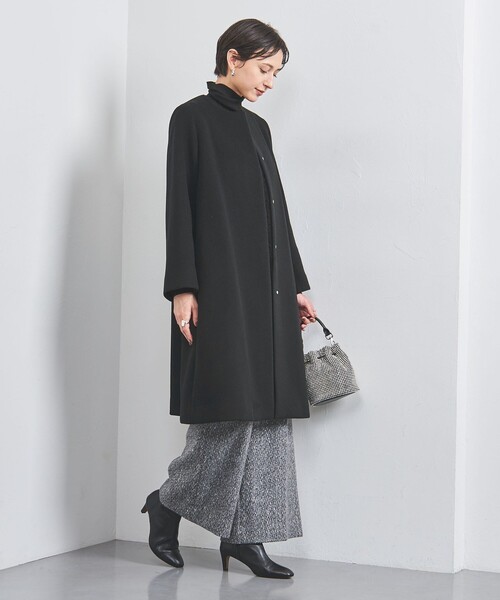 UNITED ARROWS（ユナイテッドアローズ）の「Aライン ミドル コート（ノーカラーコート・レディース・ブラック/ダークグレー/ベージュ・36/38/34）」の8枚目の写真