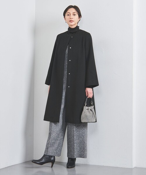 UNITED ARROWS（ユナイテッドアローズ）の「Aライン ミドル コート（ノーカラーコート・レディース・ブラック/ダークグレー/ベージュ・36/38/34）」の9枚目の写真