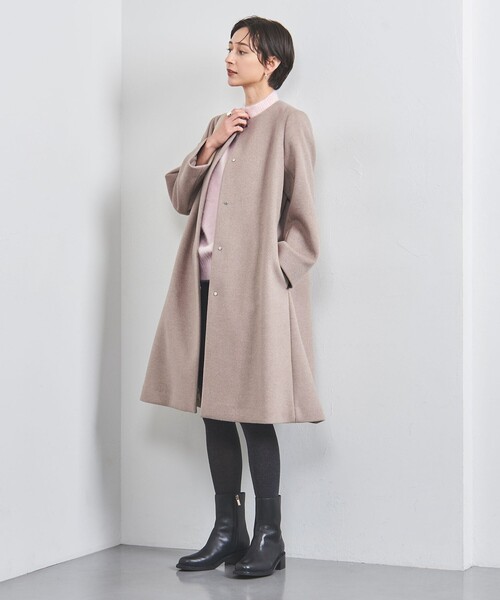 UNITED ARROWS（ユナイテッドアローズ）の「Aライン ミドル コート（ノーカラーコート・レディース・ブラック/ダークグレー/ベージュ・36/38/34）」の10枚目の写真