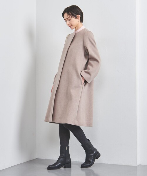 UNITED ARROWS（ユナイテッドアローズ）の「Aライン ミドル コート（ノーカラーコート・レディース・ブラック/ダークグレー/ベージュ・36/38/34）」の11枚目の写真