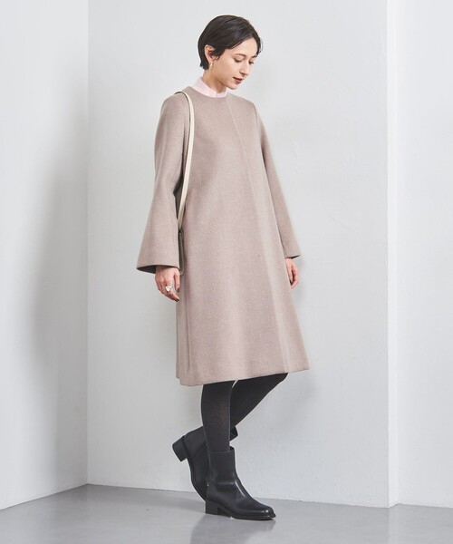 UNITED ARROWS（ユナイテッドアローズ）の「Aライン ミドル コート（ノーカラーコート・レディース・ブラック/ダークグレー/ベージュ・36/38/34）」の12枚目の写真