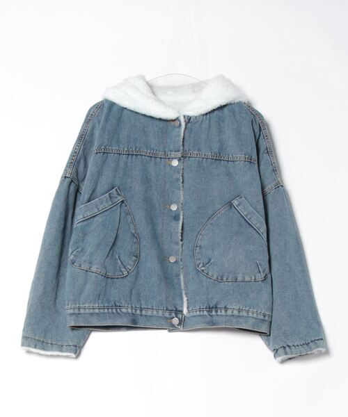 BLANC FICELLE(ブランフィセル)の「裏ファー デニムGジャン(デニムジャケット・レディース・ブラック/インディゴブルー・S/M/L)」の11枚目の写真