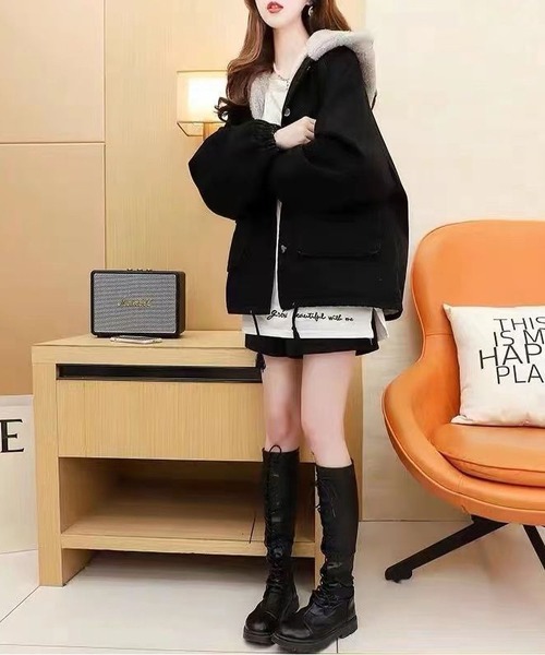 BLANC FICELLE(ブランフィセル)の「裏ファー デニムGジャン(デニムジャケット・レディース・ブラック/インディゴブルー・S/M/L)」の7枚目の写真