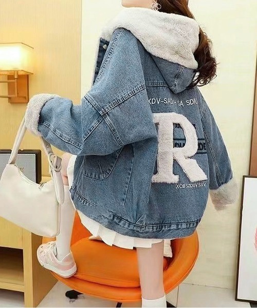 BLANC FICELLE(ブランフィセル)の「裏ファー デニムGジャン(デニムジャケット・レディース・ブラック/インディゴブルー・S/M/L)」の9枚目の写真