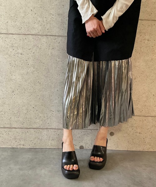 Jeffrey Campbell エナメル×スエードコンビ 厚底サンダル 黒