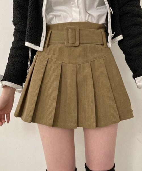Miniministore（ミニミニストア）の「プリーツスカートコーデュロイミニスカート（スカート・レディース・ダークベージュ/ブラウン/アイボリー/ブラック・M/S/L）」の4枚目の写真