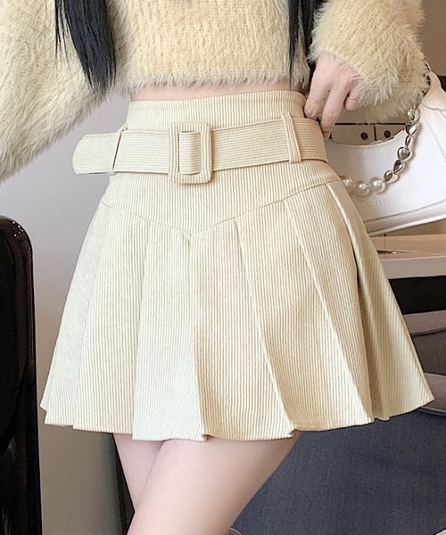 Miniministore（ミニミニストア）の「プリーツスカートコーデュロイミニスカート（スカート・レディース・ダークベージュ/ブラウン/アイボリー/ブラック・M/S/L）」の2枚目の写真