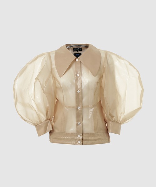 ANREALAGE(アンリアレイジ)の「WINDPROOF ORGANDY BLOUSE(シャツ/ブラウス・レディース・ネイビー/ベージュ・40/38/36)」の1枚目の写真