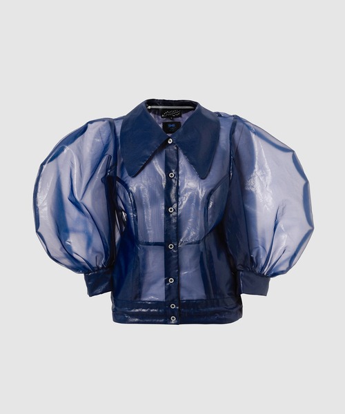 ANREALAGE(アンリアレイジ)の「WINDPROOF ORGANDY BLOUSE(シャツ/ブラウス・レディース・ネイビー/ベージュ・40/38/36)」の2枚目の写真