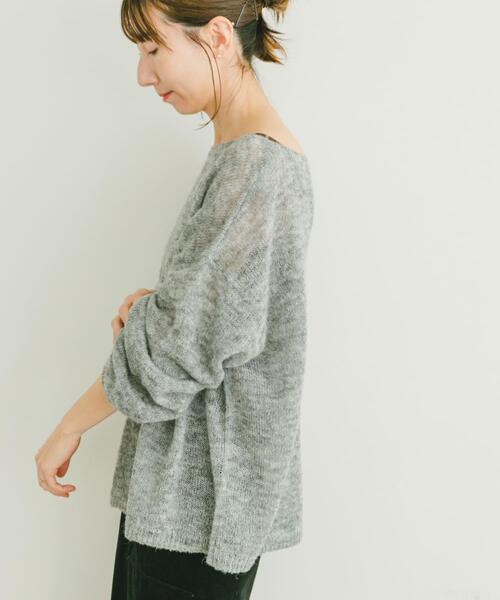 ITEMS URBANRESEARCH（アイテムズ アーバンリサーチ）の「モヘアタッチシアーニットプルオーバー（ニット/セーター・レディース・グレー/オフホワイト/ブラウン系その他/オレンジ・FREE）」の9枚目の写真