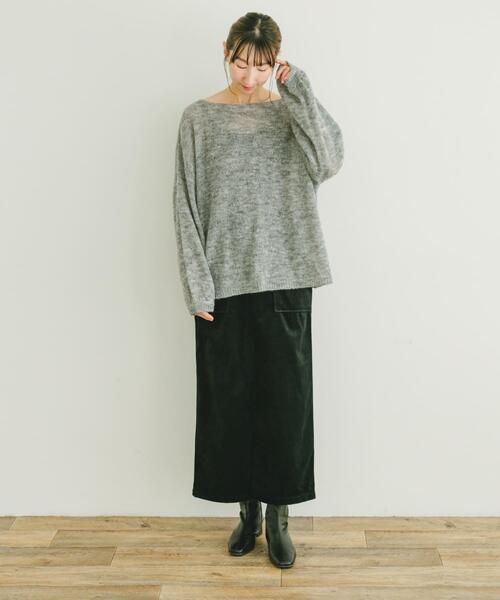 ITEMS URBANRESEARCH（アイテムズ アーバンリサーチ）の「モヘアタッチシアーニットプルオーバー（ニット/セーター・レディース・グレー/オフホワイト/ブラウン系その他/オレンジ・FREE）」の10枚目の写真