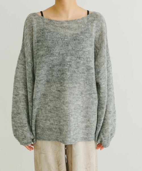 ITEMS URBANRESEARCH（アイテムズ アーバンリサーチ）の「モヘアタッチシアーニットプルオーバー（ニット/セーター・レディース・グレー/オフホワイト/ブラウン系その他/オレンジ・FREE）」の12枚目の写真