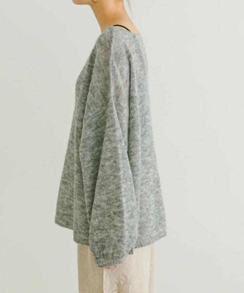 ITEMS URBANRESEARCH（アイテムズ アーバンリサーチ）の「モヘアタッチシアーニットプルオーバー（ニット/セーター・レディース・グレー/オフホワイト/ブラウン系その他/オレンジ・FREE）」の13枚目の写真