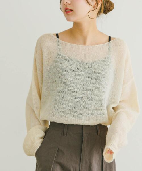 ITEMS URBANRESEARCH（アイテムズ アーバンリサーチ）の「モヘアタッチシアーニットプルオーバー（ニット/セーター・レディース・グレー/オフホワイト/ブラウン系その他/オレンジ・FREE）」の17枚目の写真