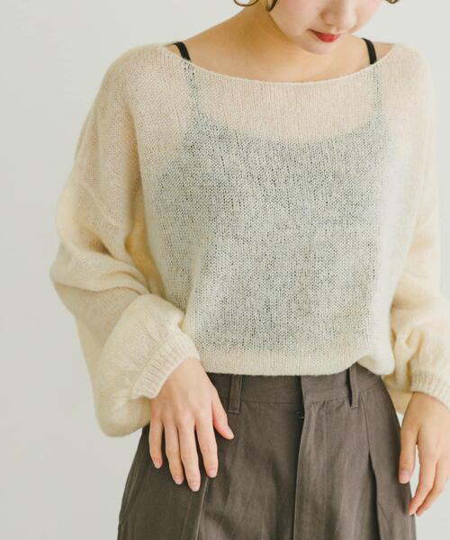 ITEMS URBANRESEARCH（アイテムズ アーバンリサーチ）の「モヘアタッチシアーニットプルオーバー（ニット/セーター・レディース・グレー/オフホワイト/ブラウン系その他/オレンジ・FREE）」の18枚目の写真