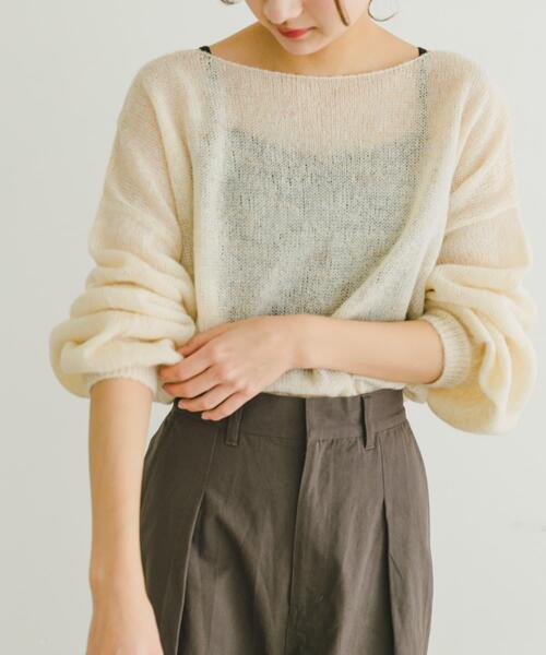 ITEMS URBANRESEARCH（アイテムズ アーバンリサーチ）の「モヘアタッチシアーニットプルオーバー（ニット/セーター・レディース・グレー/オフホワイト/ブラウン系その他/オレンジ・FREE）」の19枚目の写真