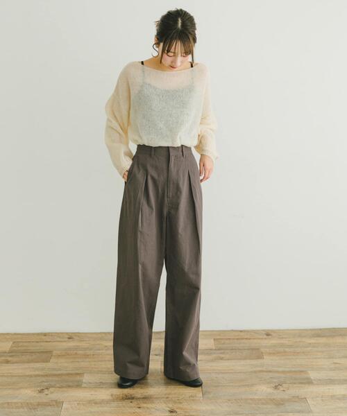 ITEMS URBANRESEARCH（アイテムズ アーバンリサーチ）の「モヘアタッチシアーニットプルオーバー（ニット/セーター・レディース・グレー/オフホワイト/ブラウン系その他/オレンジ・FREE）」の21枚目の写真