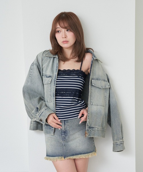 RAY CASSIN（レイカズン）の「カップ付きレースチューブトップ（チューブトップ・レディース・ネイビー/アイボリー/ブラック系その他2/ホワイト系その他2・FREE）」の21枚目の写真