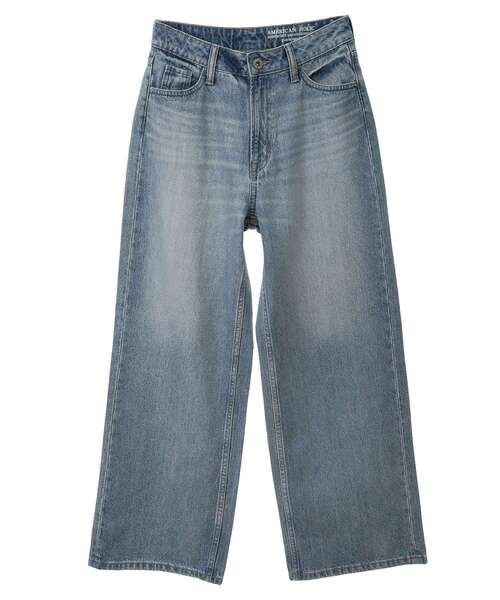 2色 デニムパンツ ジーパン 七分丈 アメリカン レトロ ワイド 2色 デニムパンツ ジーパン 七分丈 アメリカン レトロ ワイド